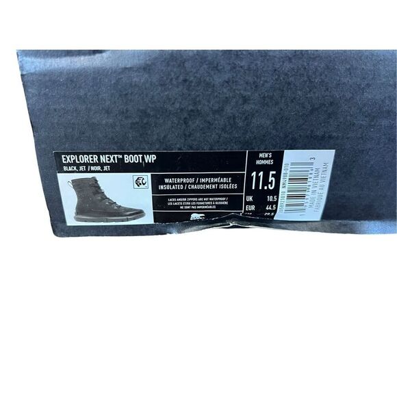 Sorel Men's 11.5 Explorer Next Waterproof Boots Black/Jet New - Picture 7 of 7